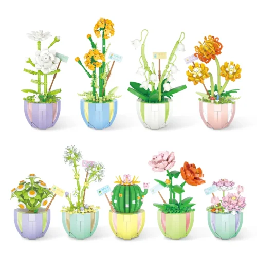 Plastic Bouquet Potted Plants Building Blocks Flowers Bricks DIY Educational Toys Valentine's Day and Mother's Day Gifts